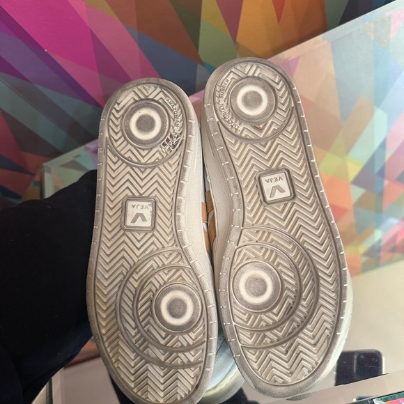 Veja Women's White and Tan Sneakers - Picture 3 of 3